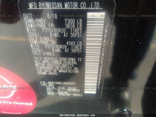 Photo 8 VIN: JN8AY2ND5J9060071 - NISSAN ARMADA 