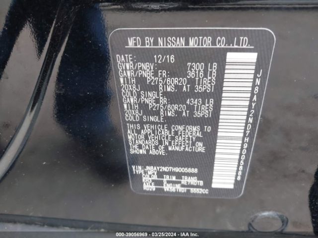 Photo 8 VIN: JN8AY2ND7H9005888 - NISSAN ARMADA 