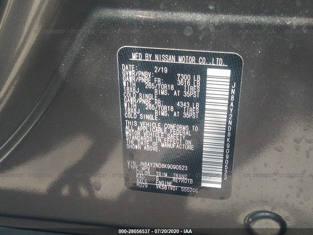 Photo 8 VIN: JN8AY2ND8K9090523 - NISSAN ARMADA 