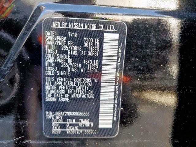 Photo 9 VIN: JN8AY2NDXK9085856 - NISSAN ARMADA SV 