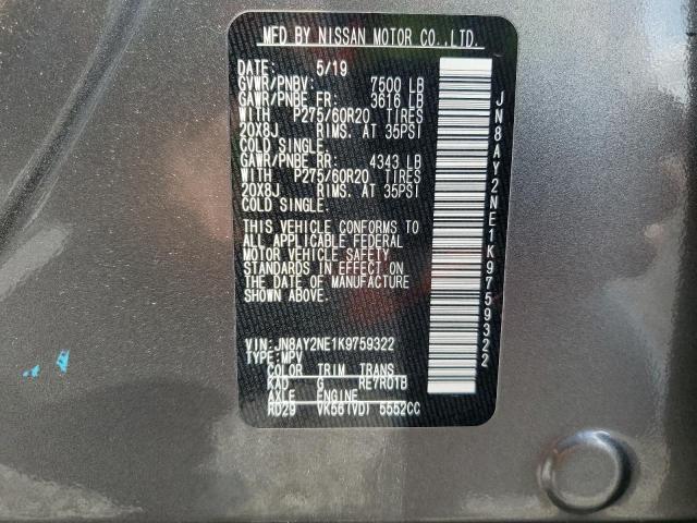 Photo 12 VIN: JN8AY2NE1K9759322 - NISSAN ARMADA PLA 