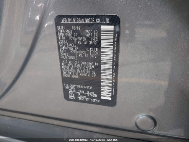 Photo 8 VIN: JN8AY2NE4L9781381 - NISSAN ARMADA 