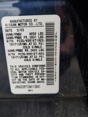 Photo 12 VIN: JN8AZ08T03W113641 - NISSAN MURANO SL 