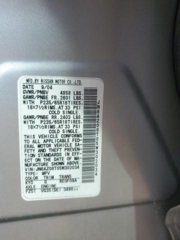 Photo 12 VIN: JN8AZ08T05W302034 - NISSAN MURANO SL 