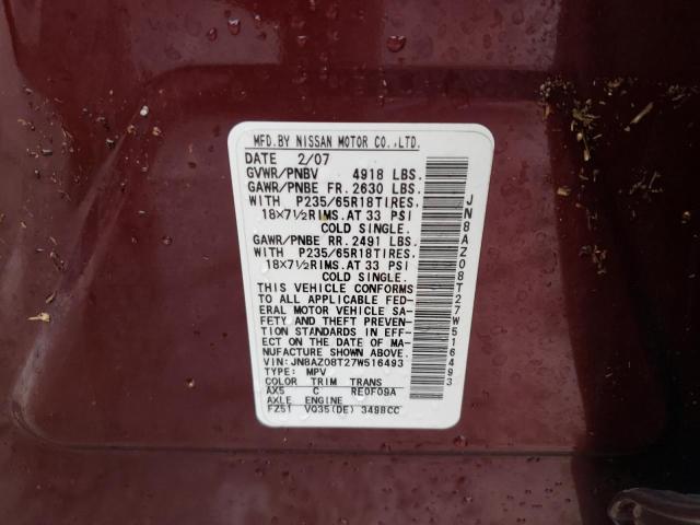 Photo 13 VIN: JN8AZ08T27W516493 - NISSAN MURANO SL 