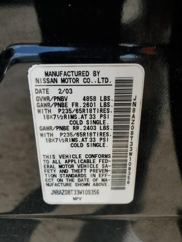 Photo 13 VIN: JN8AZ08T33W109356 - NISSAN MURANO SL 