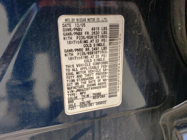 Photo 12 VIN: JN8AZ08T46W408360 - NISSAN MURANO SL 