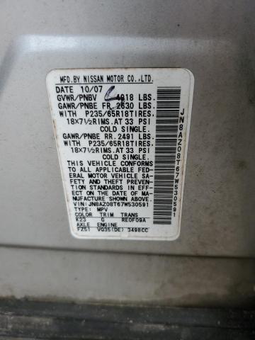 Photo 11 VIN: JN8AZ08T67W530591 - NISSAN MURANO 