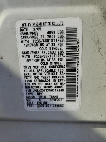 Photo 11 VIN: JN8AZ08TX5W318449 - NISSAN MURANO SL 