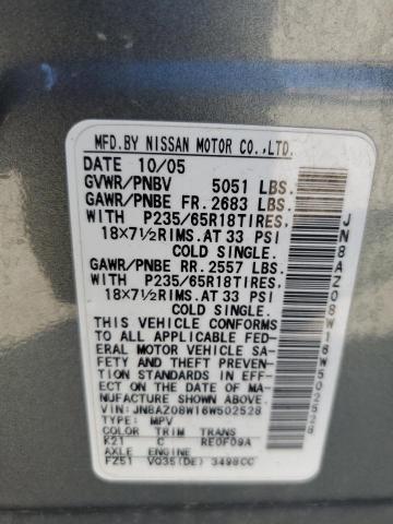 Photo 13 VIN: JN8AZ08W16W502528 - NISSAN MURANO SL 