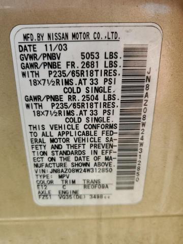 Photo 13 VIN: JN8AZ08W24W312850 - NISSAN MURANO SL 