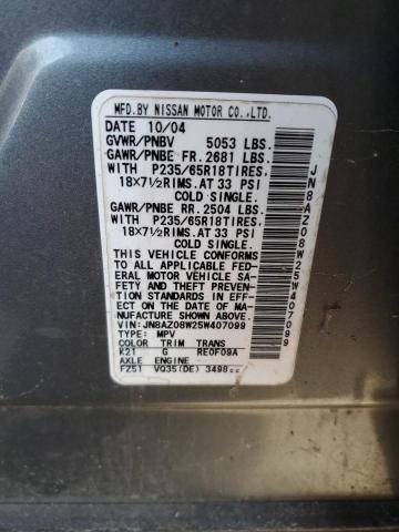 Photo 11 VIN: JN8AZ08W25W407099 - NISSAN MURANO 