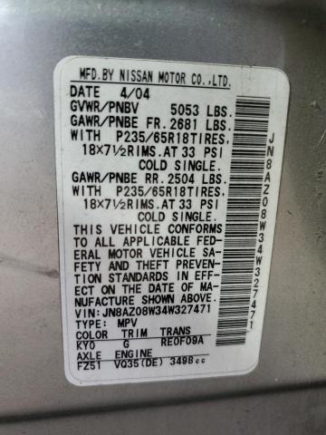 Photo 11 VIN: JN8AZ08W34W327471 - NISSAN MURANO 