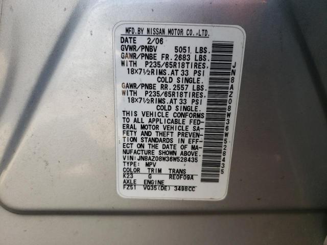 Photo 12 VIN: JN8AZ08W36W528435 - NISSAN MURANO SL 