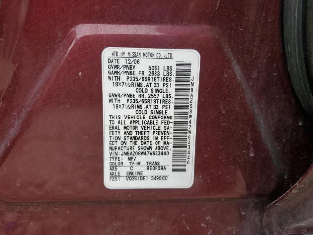 Photo 11 VIN: JN8AZ08W47W633440 - NISSAN MURANO SL 