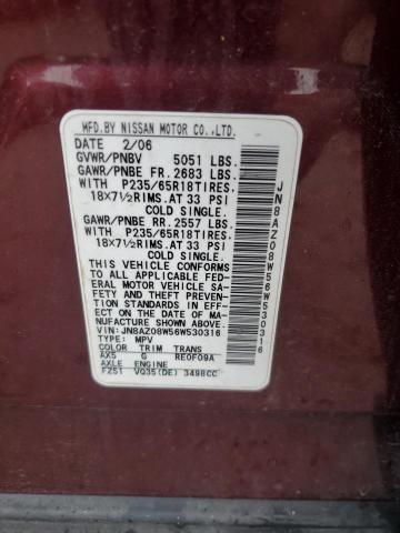 Photo 12 VIN: JN8AZ08W56W530316 - NISSAN MURANO 