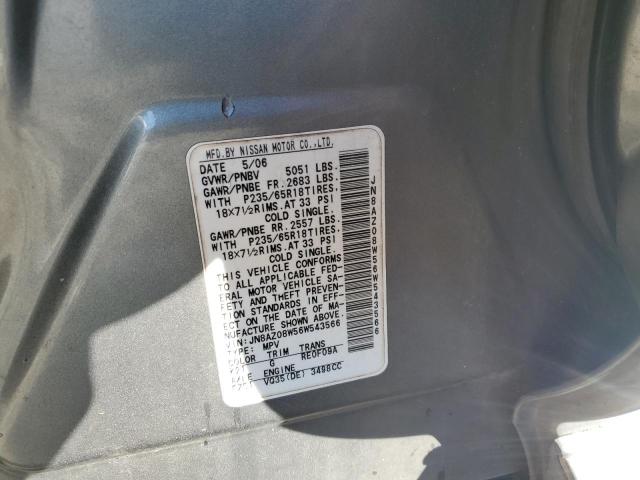 Photo 12 VIN: JN8AZ08W56W543566 - NISSAN MURANO SL 