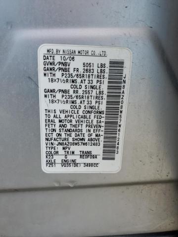 Photo 12 VIN: JN8AZ08W57W612483 - NISSAN MURANO SL 