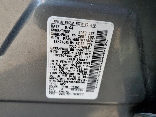 Photo 11 VIN: JN8AZ08W85W404806 - NISSAN MURANO 