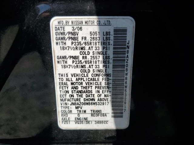 Photo 11 VIN: JN8AZ08W86W532917 - NISSAN MURANO SL 