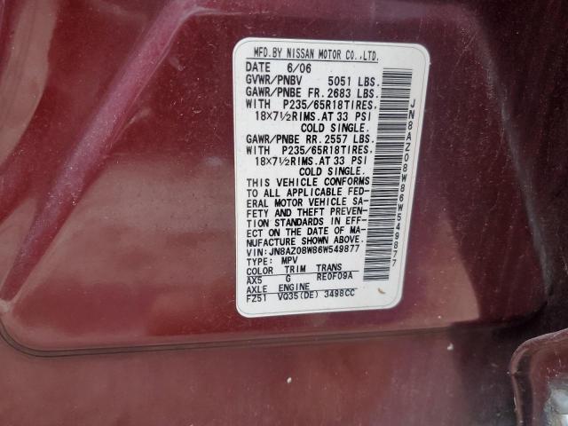 Photo 12 VIN: JN8AZ08W86W549877 - NISSAN MURANO 