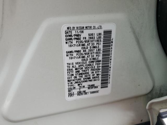 Photo 11 VIN: JN8AZ08W87W619413 - NISSAN MURANO 