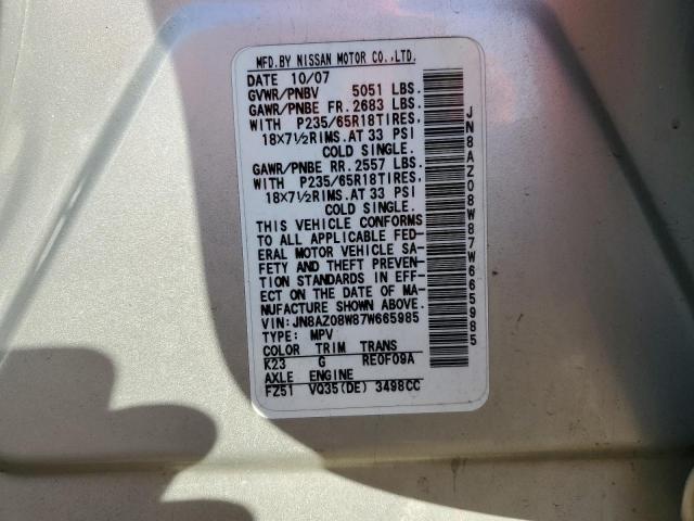 Photo 13 VIN: JN8AZ08W87W665985 - NISSAN MURANO SL 