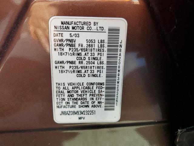 Photo 12 VIN: JN8AZ08W93W232251 - NISSAN MURANO SL 