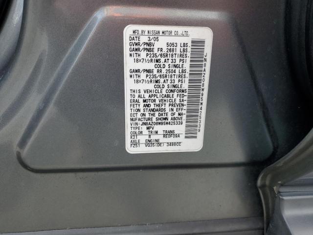 Photo 12 VIN: JN8AZ08W95W425339 - NISSAN MURANO SL 