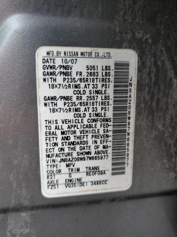 Photo 12 VIN: JN8AZ08W97W665977 - NISSAN MURANO SL 