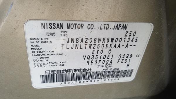 Photo 3 VIN: JN8AZ08WX5W001345 - NISSAN MURANO 