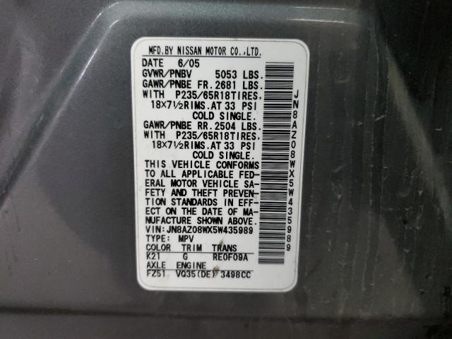 Photo 11 VIN: JN8AZ08WX5W435989 - NISSAN MURANO 