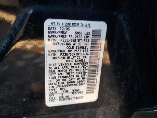 Photo 12 VIN: JN8AZ08WX6W515892 - NISSAN MURANO 