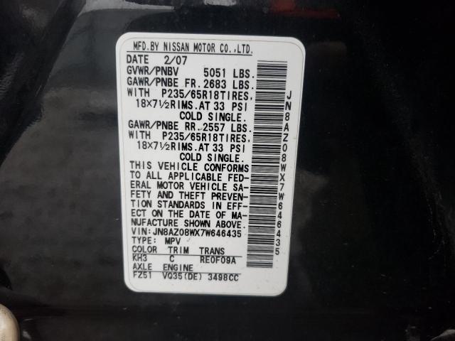 Photo 11 VIN: JN8AZ08WX7W646435 - NISSAN MURANO 