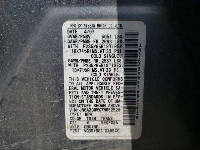 Photo 12 VIN: JN8AZ08WX7W652526 - NISSAN MURANO 