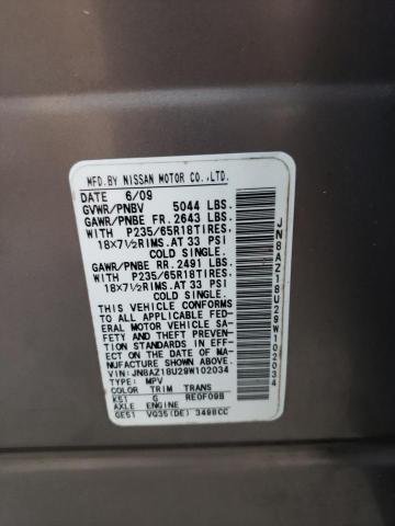 Photo 13 VIN: JN8AZ18U29W102034 - NISSAN MURANO S 