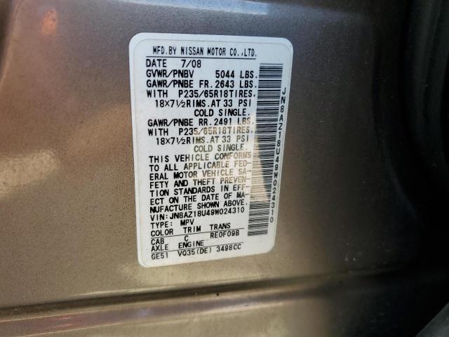 Photo 12 VIN: JN8AZ18U49W024310 - NISSAN MURANO 