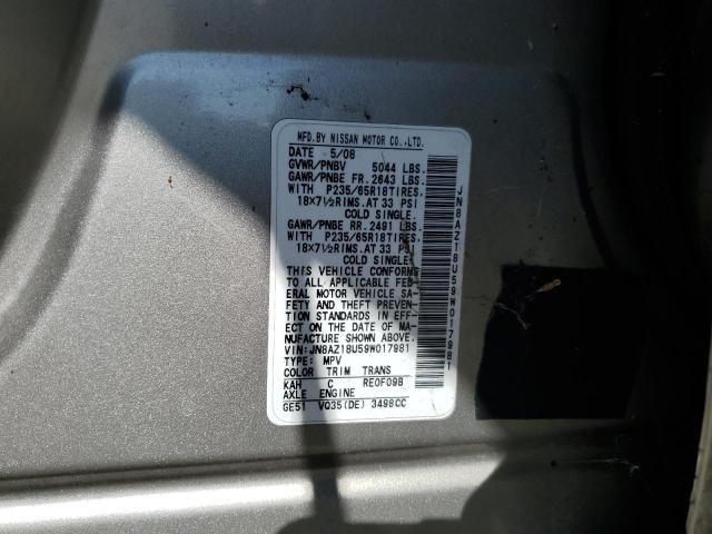 Photo 12 VIN: JN8AZ18U59W017981 - NISSAN MURANO S 