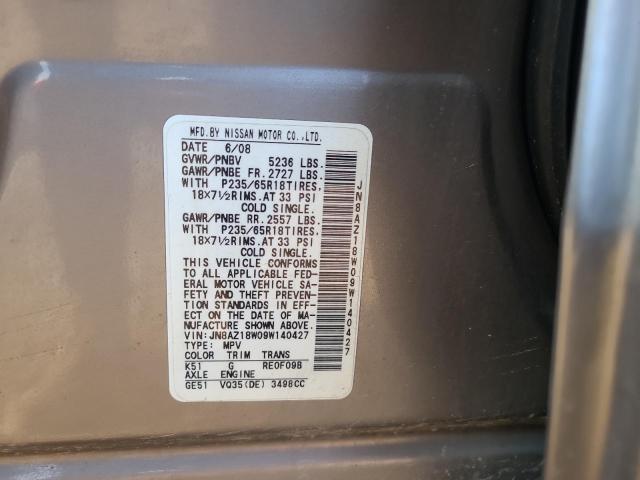 Photo 12 VIN: JN8AZ18W09W140427 - NISSAN MURANO S 