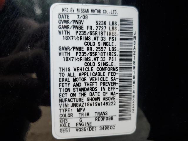 Photo 11 VIN: JN8AZ18W19W146222 - NISSAN MURANO S 