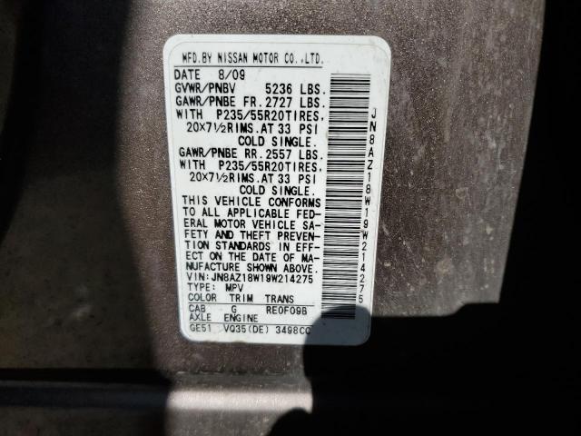 Photo 13 VIN: JN8AZ18W19W214275 - NISSAN MURANO S 