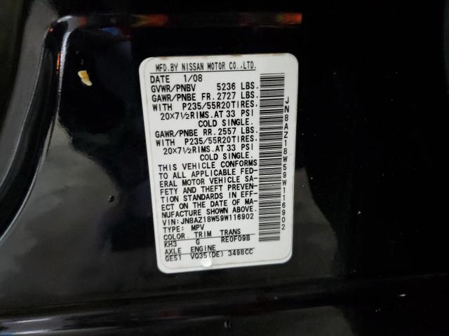 Photo 12 VIN: JN8AZ18W59W116902 - NISSAN MURANO S 