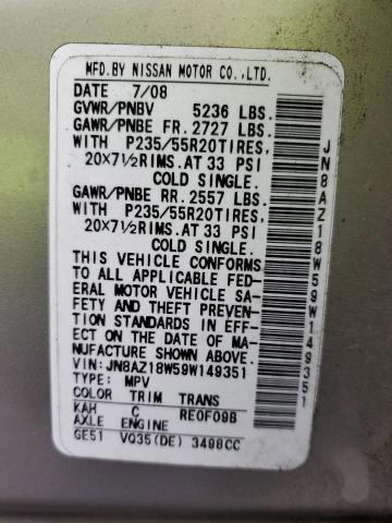 Photo 11 VIN: JN8AZ18W59W149351 - NISSAN MURANO 