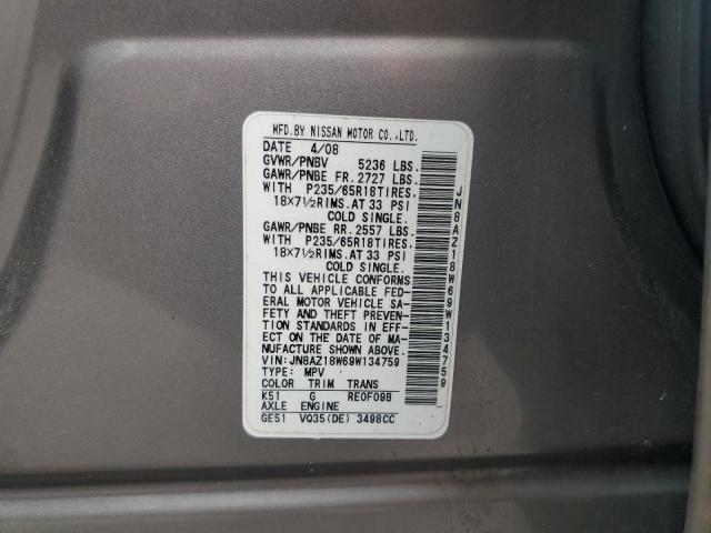 Photo 12 VIN: JN8AZ18W69W134759 - NISSAN MURANO 