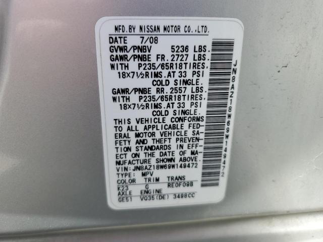 Photo 11 VIN: JN8AZ18W69W149472 - NISSAN MURANO S 