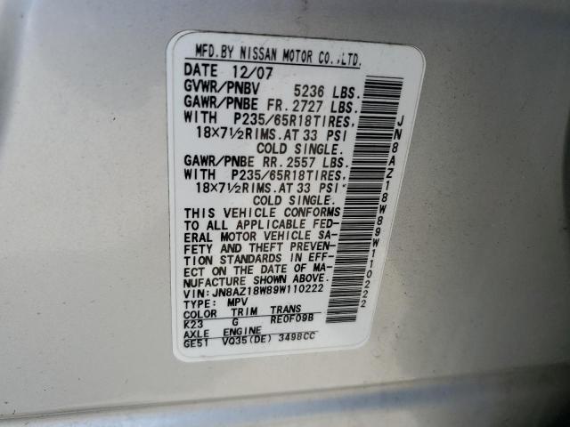 Photo 11 VIN: JN8AZ18W89W110222 - NISSAN MURANO 