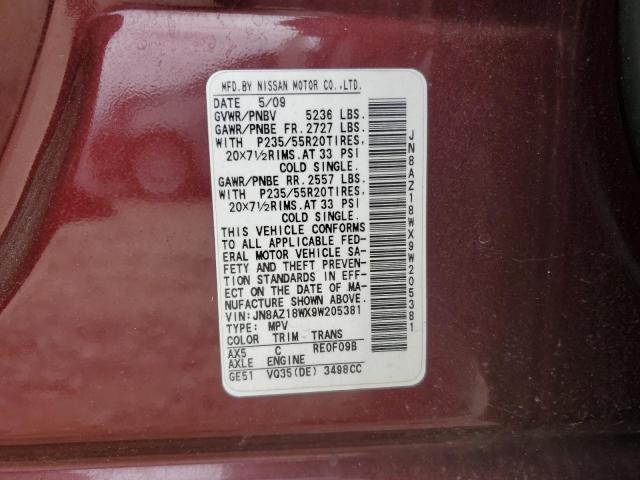 Photo 11 VIN: JN8AZ18WX9W205381 - NISSAN MURANO S 