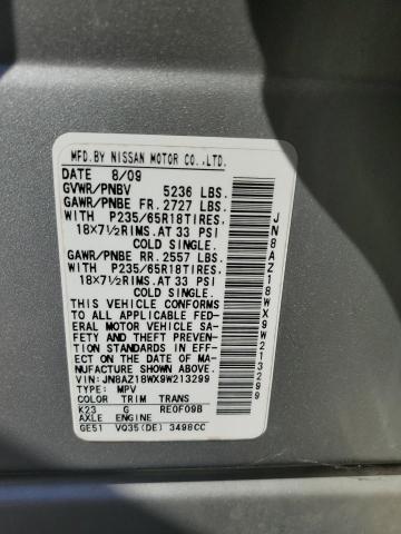 Photo 12 VIN: JN8AZ18WX9W213299 - NISSAN MURANO S 