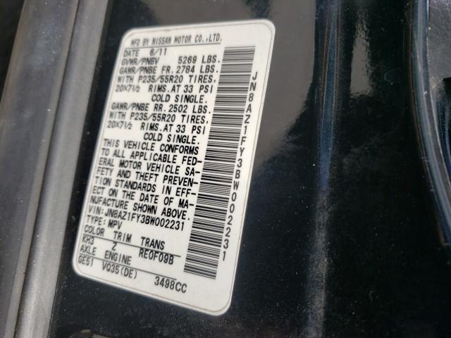 Photo 9 VIN: JN8AZ1FY3BW002231 - NISSAN MURANO CRO 