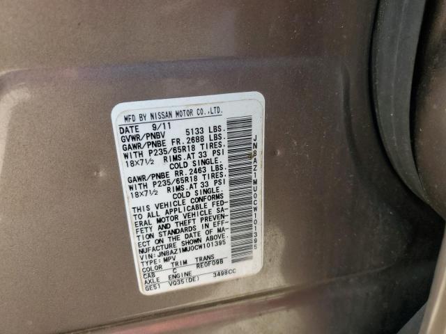 Photo 11 VIN: JN8AZ1MU0CW101395 - NISSAN MURANO 